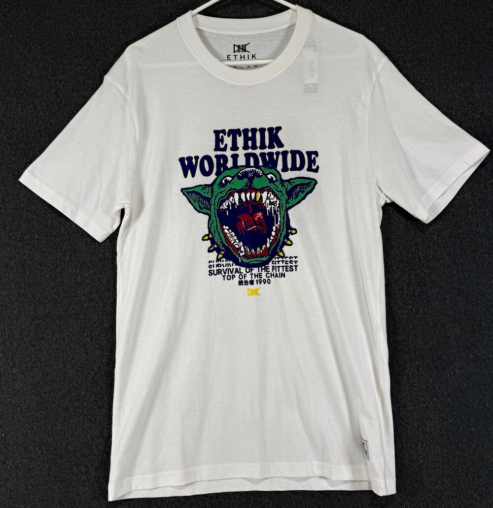 Ethik Worldwide Deranged Pit Tee White Small Graphic T Shirt NWT Streetwear
